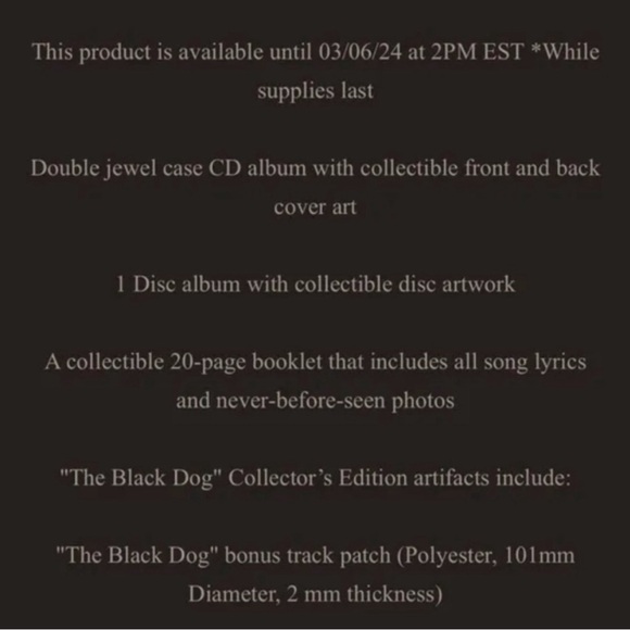 Taylor Swift The Tortured Poets Department Deluxe CD The Black Dog - Picture 4 of 5